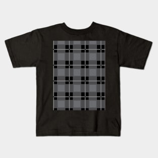 Gray and Black Flannel-Plaid Pattern Kids T-Shirt